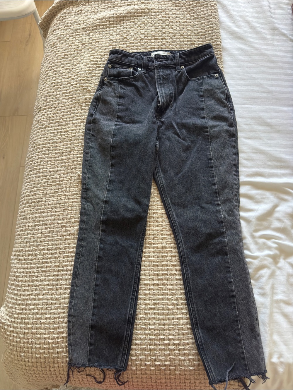 Abercrombie & Fitch Black High-Rise Tapered Jeans